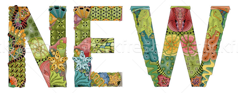 Cuvant nou vector decorativ obiect artă Imagine de stoc © Natalia_1947