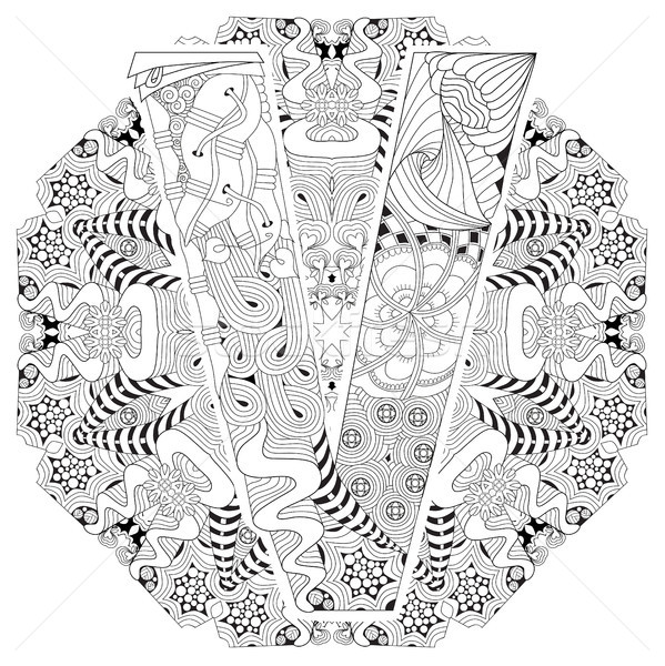 Mandala with letter V for coloring. Vector decorative zentangle Stock photo © Natalia_1947