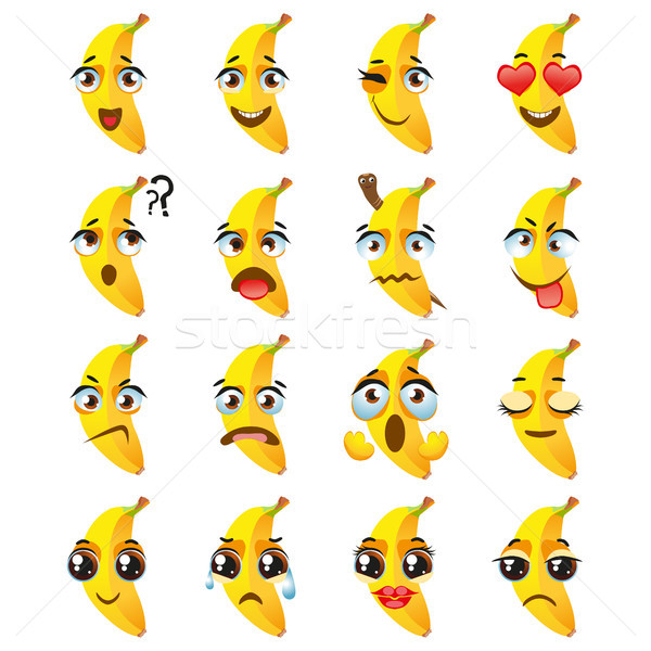 Banana Emoji Emoticon Expression. Funny cute food Stock photo © Natalia_1947