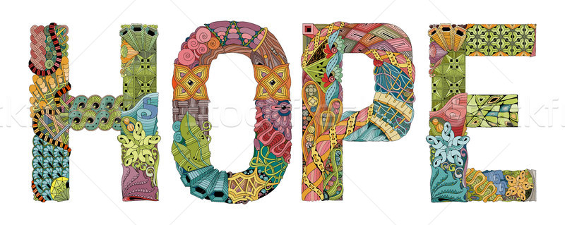 Stock photo: Word HOPE for coloring. Vector decorative zentangle object