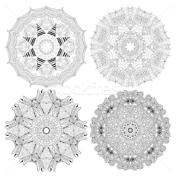 Hand drawn zentangle set of 4 mandalas for coloring page. Stock photo © Natalia_1947