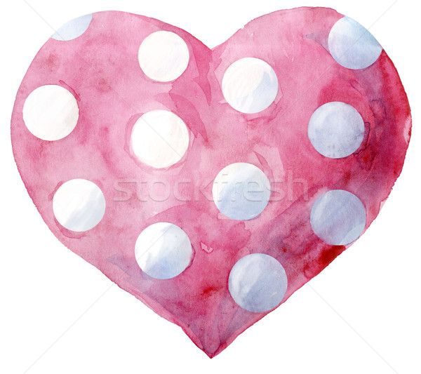 Acuarela roz inimă alb mână Imagine de stoc © Natalia_1947