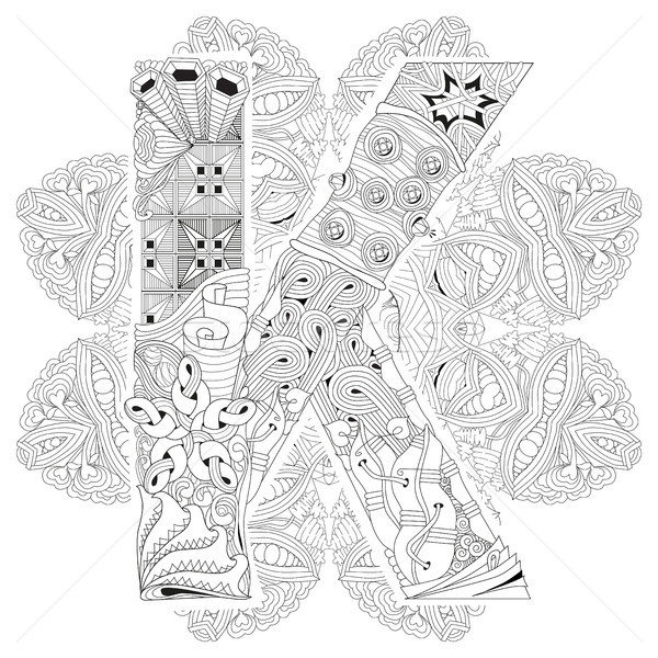 Mandala with letter K for coloring. Vector decorative zentangle Stock photo © Natalia_1947