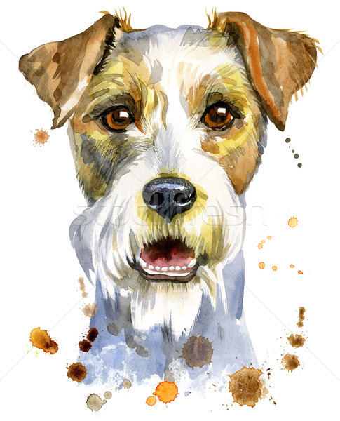 Stockfoto: Aquarel · portret · terriër · hond · cute · tshirt