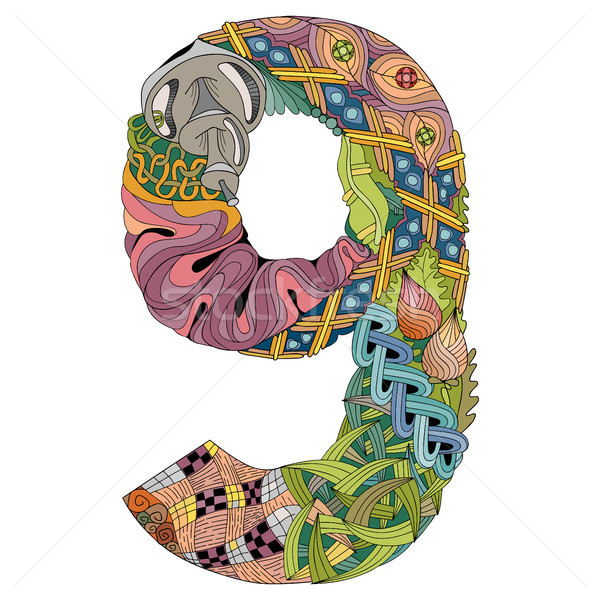 Number nine Zentangle. Vector decorative object Stock photo © Natalia_1947