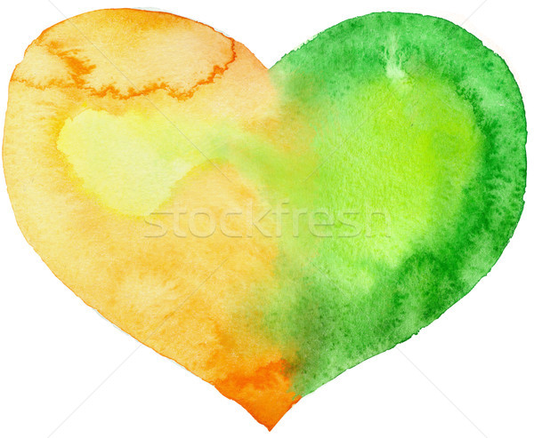 Сток-фото: акварель · зеленый · желтый · сердце · свет · тень