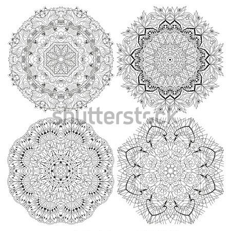 Hand drawn zentangle set of 4 mandalas for coloring page. Stock photo © Natalia_1947