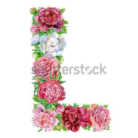 Letter L of watercolor flowers Stock photo © Natalia_1947