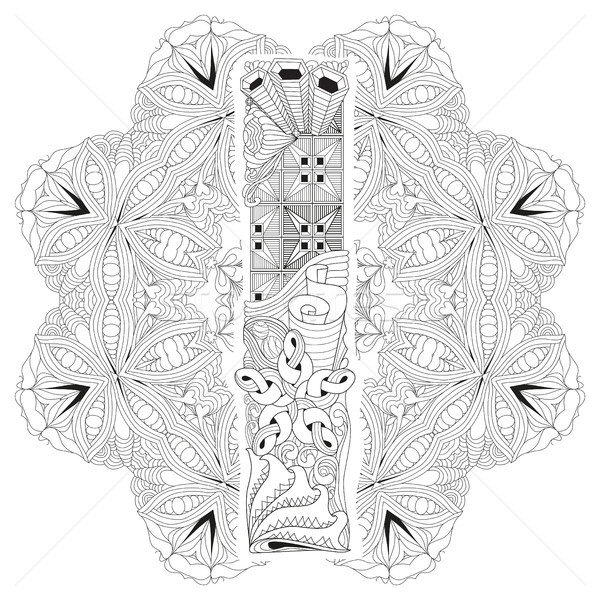 Imagine de stoc: Mandala · litera · i · vector · decorativ · artă · proiect