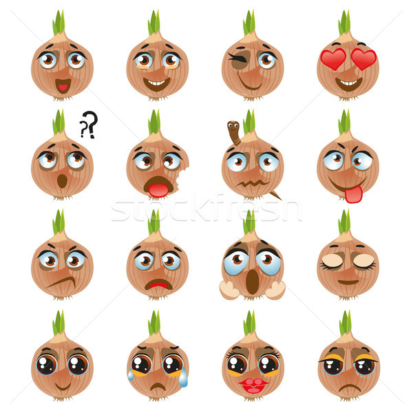 Onion Emoji Emoticon Expression. Funny cute food Stock photo © Natalia_1947