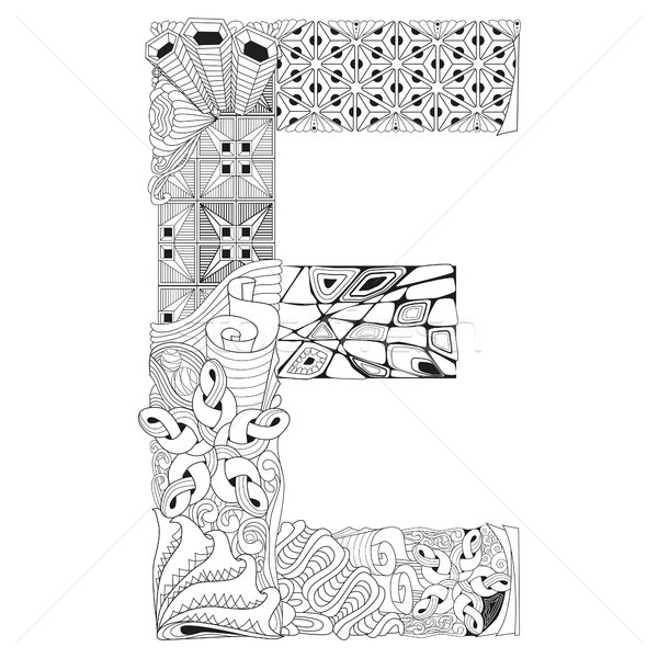 Letter E for coloring. Vector decorative zentangle object Stock photo © Natalia_1947