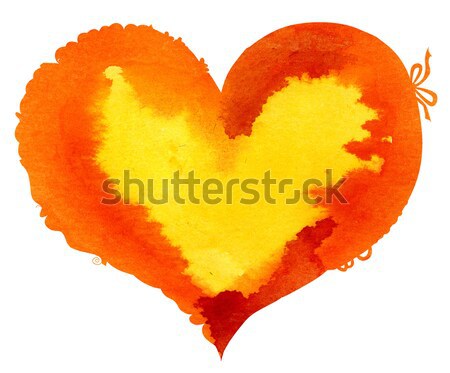 Stock photo: Watercolor textured rainbow heart with a lace edge