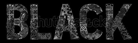 Word BLACK on black background. Vector decorative zentangle object Stock photo © Natalia_1947