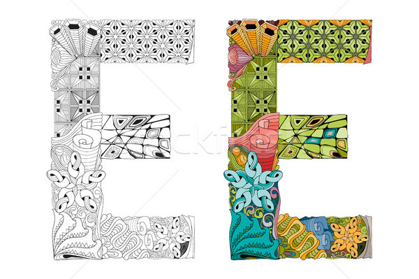 Letter E zentangle for coloring. Vector decorative object Stock photo © Natalia_1947