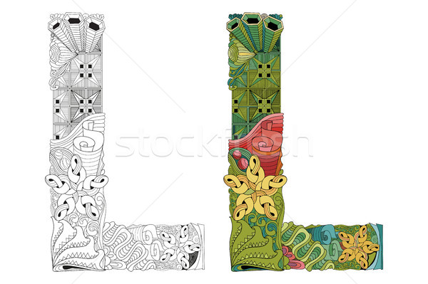 Letter L zentangle for coloring. Vector decorative object Stock photo © Natalia_1947