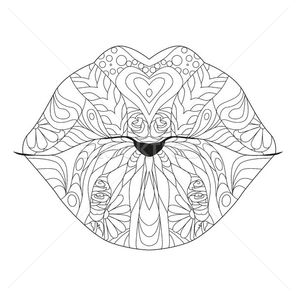Zentangle stylized lips for coloring. Hand Drawn lace vector illustration Stock photo © Natalia_1947