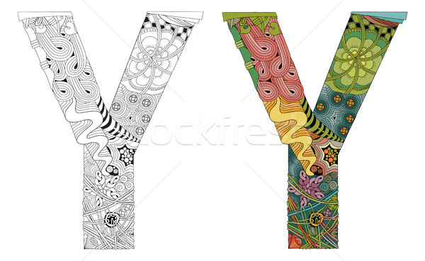 Letter Y zentangle for coloring. Vector decorative object Stock photo © Natalia_1947