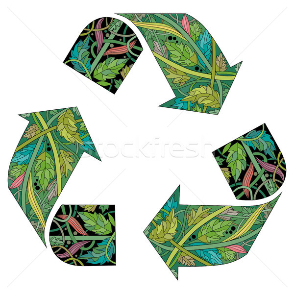 Recycle icon illustration. Vector decorative zentangle object Stock photo © Natalia_1947