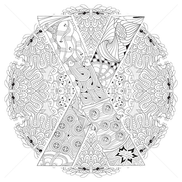 Mandala with letter X for coloring. Vector decorative zentangle Stock photo © Natalia_1947