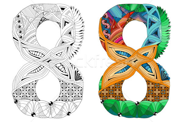 Number eight zentangle for coloring. Vector decorative object Stock photo © Natalia_1947