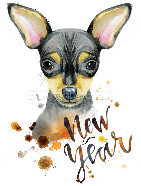 Watercolor portrait of toy terrier Stock photo © Natalia_1947