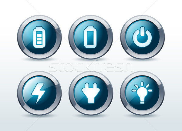 Web energy button icon set vector illustration Stock photo © Natashasha