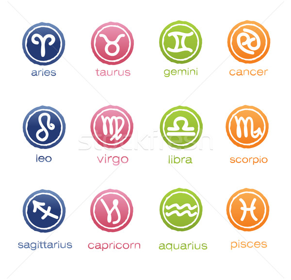 Colorful horoscope signs in badge form Stock photo © Natashasha