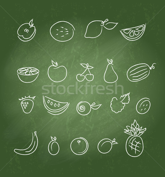 fruit icons doodle set Stock photo © Natashasha
