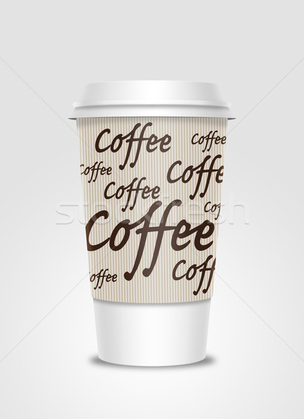 Kahve fincanı etiket yalıtılmış gri kahve plastik Stok fotoğraf © Natashasha