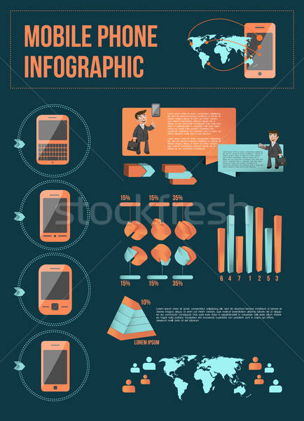 Mobile phone infographic with elements Stock photo © Natashasha