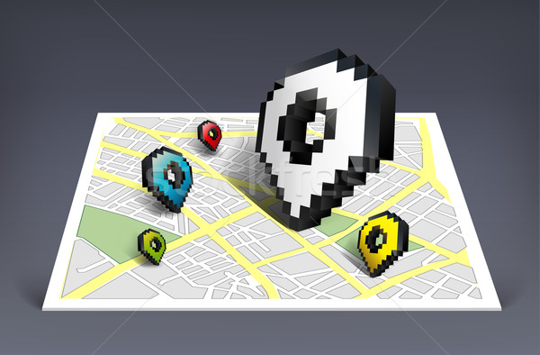 Map pointer cursor icon with city map vector illustration  Stock photo © Natashasha