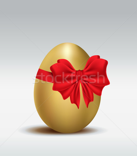 Arany húsvéti tojás vörös szalag íj izolált terv Stock fotó © Natashasha