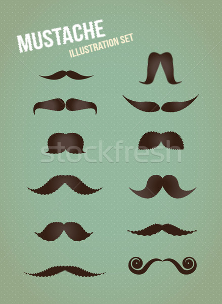 Moustache isolé visage portrait rétro Photo stock © Natashasha