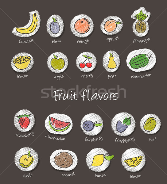 Vruchten illustratie doodle geïsoleerd donkere voedsel Stockfoto © Natashasha