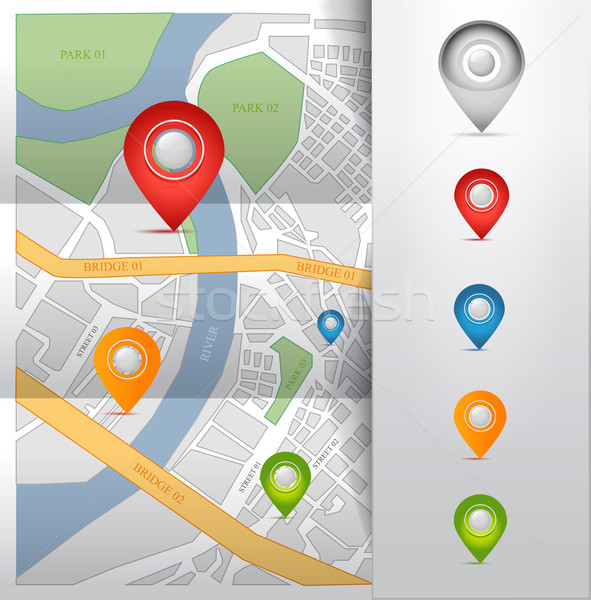 Ciudad mapa GPS iconos aislado vidrio Foto stock © Natashasha
