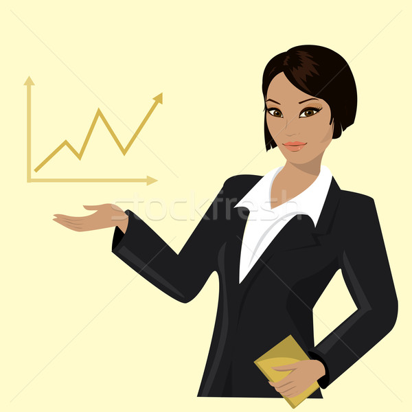 Asiatic femeie de afaceri îndreptat afaceri tendinte corporativ Imagine de stoc © naum