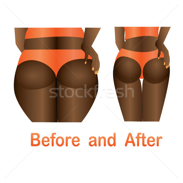 Woman's body before and after fitness, yoga. Stock photo © naum