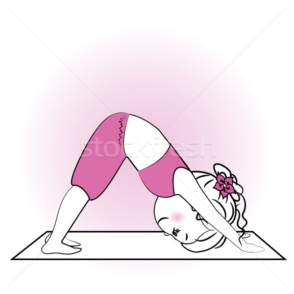 Stockfoto: Jong · meisje · yoga · oefening · geïsoleerd · witte · sport