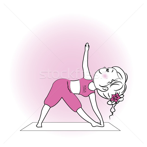 Foto stock: Joven · yoga · ejercicio · aislado · blanco · deporte