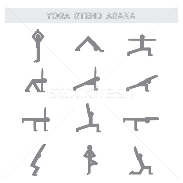Set of icons. Poses yoga asanas.   Stock photo © naum