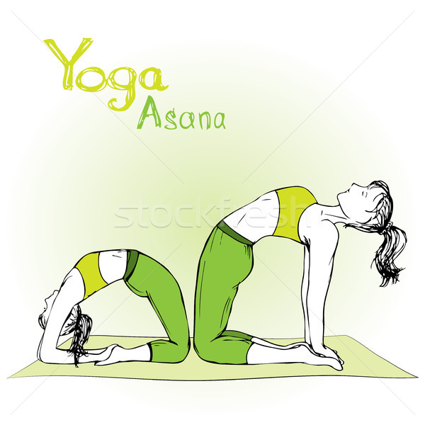 Fată femeie yoga muncă sportiv relaxa Imagine de stoc © naum