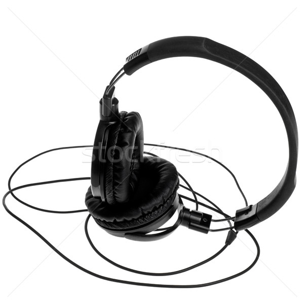 頭戴耳機 嗨 白 監測 電纜 黑色 商業照片 © naumoid