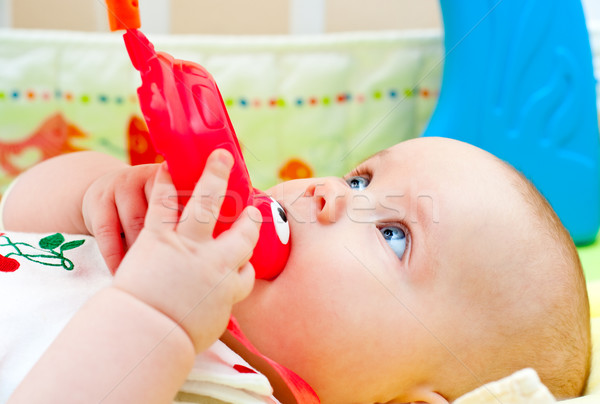 Infant with teething toy Stock photo © naumoid