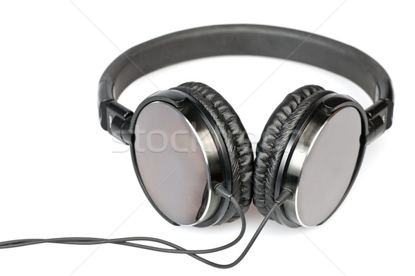 Słuchawki biały monitor kabel czarny Zdjęcia stock © naumoid