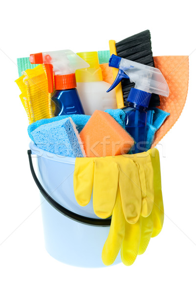Stock fotó: Takarítás · műanyag · vödör · takarítószerek · fehér · munka