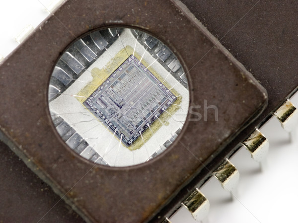 Microchip geheugen transparant venster tonen geïntegreerd Stockfoto © naumoid