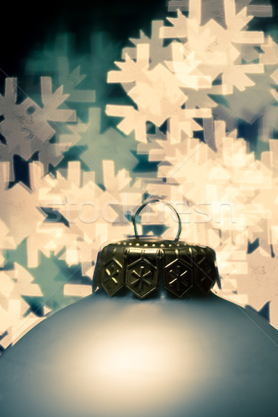 Natal bugiganga luzes forma floco de neve raso Foto stock © naumoid