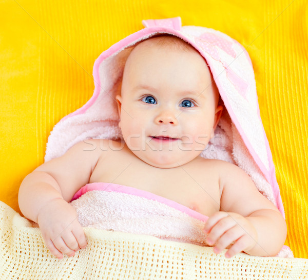 Stock foto: Säugling · Handtuch · cute · wenig · Hand