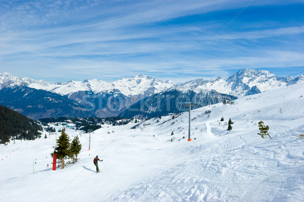Foto stock: Esquí · Resort · valle · vista · francés · alpes