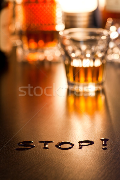 Szó stop üveg whiskey sekély mélységélesség Stock fotó © naumoid